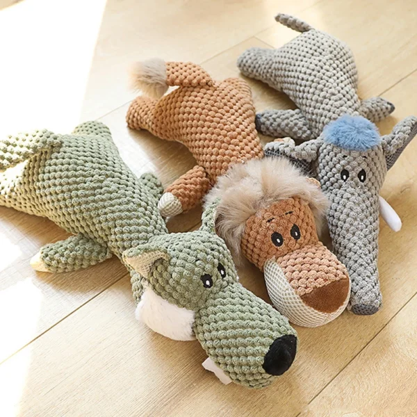 Pet Toys Lion Tiger Elephant Inner Sound Dog Toys Soft Plush Pet Toys for Dog Teeth Health Care