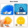 TPR Dog Ball Toy High Elastic Squeak Sound Pet Toy Spikes Float Bite Resistance Teeth Clean Tool