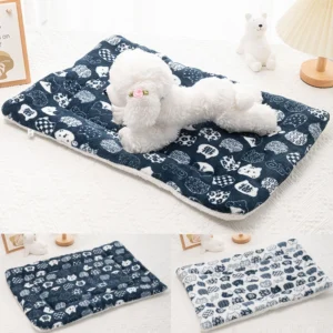 Top Soft Fleece Pet Mat Pad Cat Sleeping Bed Dog Cage Cushion Blanket Cute Cat Face Printing