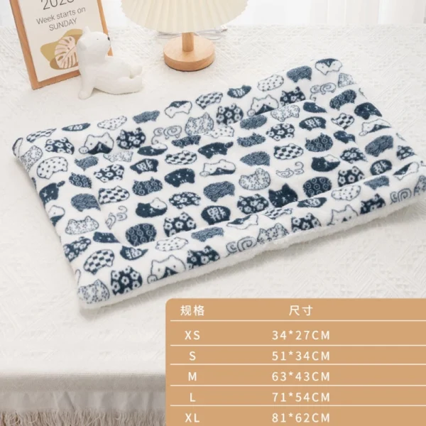 Top Soft Fleece Pet Mat Pad Cat Sleeping Bed Dog Cage Cushion Blanket Cute Cat Face Printing