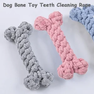 Durable Dog Toys Bone Shaped Pet Teeth Cleaning Tool Bite Resistant Cotton Rope Braided Toys