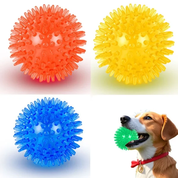 TPR Dog Ball Toy High Elastic Squeak Sound Pet Toy Spikes Float Bite Resistance Teeth Clean Tool