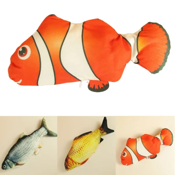 Automatic Fish Cat Toy with Free Catnip USB Rechargeable Plush Teasing Cat Jumping Toys