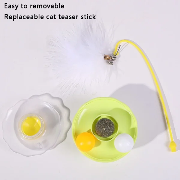 Cute Tumbler Cat Toy with Catnip Ball Teasing Cat Stick Sound Bell Replaceable Kitty Feather Toys