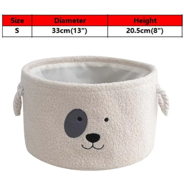 Cartoon Round Storage Basket Soft Velvet Large Capacity Home Snacks Pet Toys Organizing Box