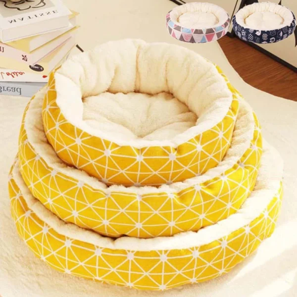 Fluffy Round Pet Cat Bed Mat Comfortable PP Cotton Circle Puppy Small Dog Sleeping Rest Bed