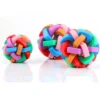 Dog Ball Toy Rainbow Ball TPR Bell Sound Woven Teeth Grinding Pet Interactive Chew Toys
