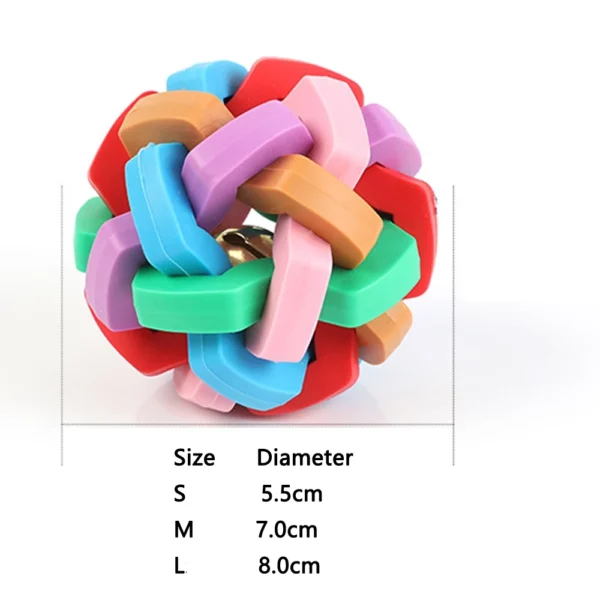 Dog Ball Toy Rainbow Ball TPR Bell Sound Woven Teeth Grinding Pet Interactive Chew Toys