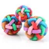 Dog Ball Toy Rainbow Ball TPR Bell Sound Woven Teeth Grinding Pet Interactive Chew Toys