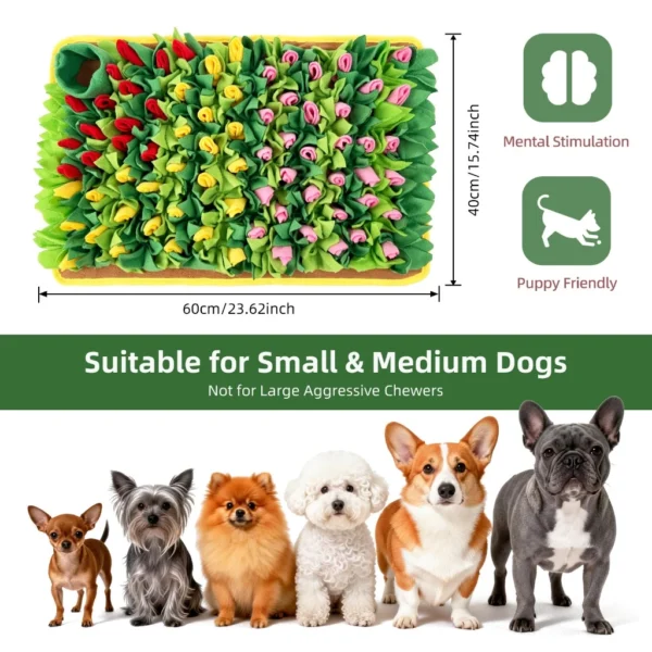 Dog Sniffing Mat Imitates Grass Flowers Interactive Dog Slow Food Training Pad Foraging Sniffing Toy