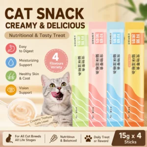 Cat Snack Creamy Treat Kucing Wet Food Lickable Chicken Salmon Tuna Beef 15g x4