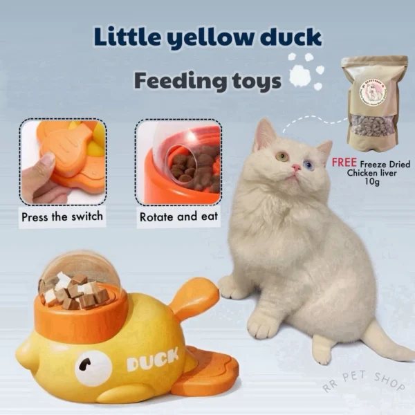 Little Yellow Duck Pet Automatic Feeder Intelligence Interactive Dog Food Dispenser Leakage Of Food Toy For Cat Dog