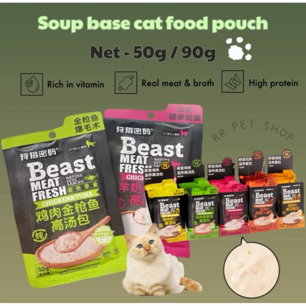 Beast Soup Pet Food   Cat Meal Soup Pouch   Soft   Easy to Eat