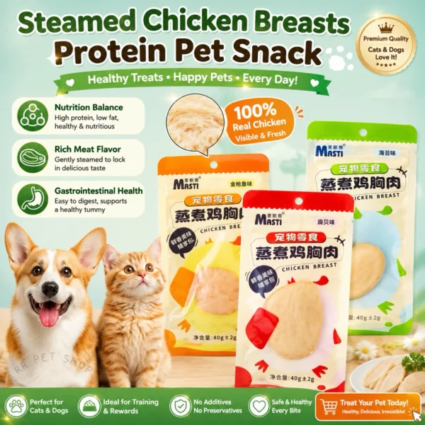 my-11134207-820lh-mp110m5vmdcc6a.webp Masti Cat Snack Dog Snack Pet Snack Chicken Breast High Protein Snek Kucing Gemok
